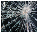 Shattered window with Safety Glazing